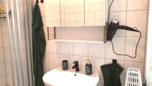 Wilhelmsplatz Kienreich Apartments Bad Spiegelschrank Waschbecken